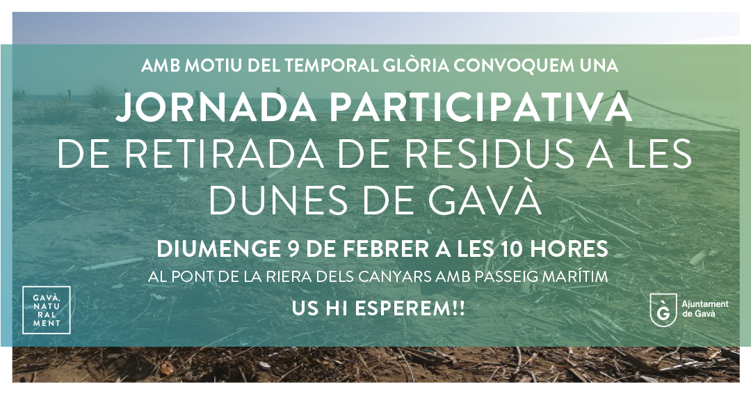 El domingo 9 de febrero,  jornada participativa de retirada de residuos en las dunas de Gavà