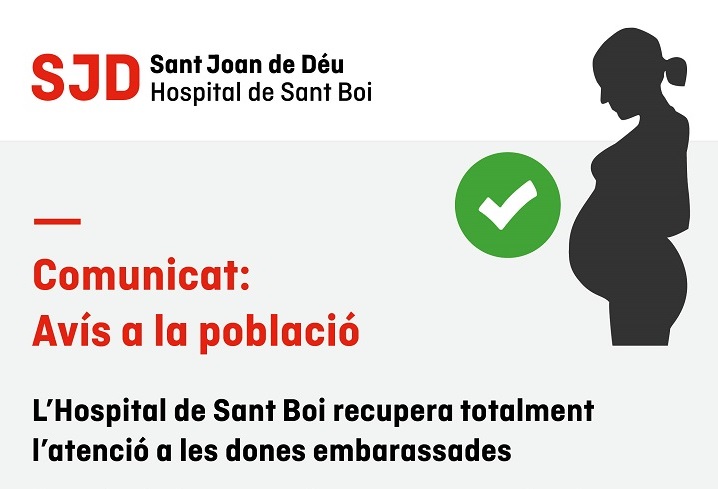 L'1 de juny, l’Hospital de Sant Boi recupera totalment l’atenció a dones embarassades i infants