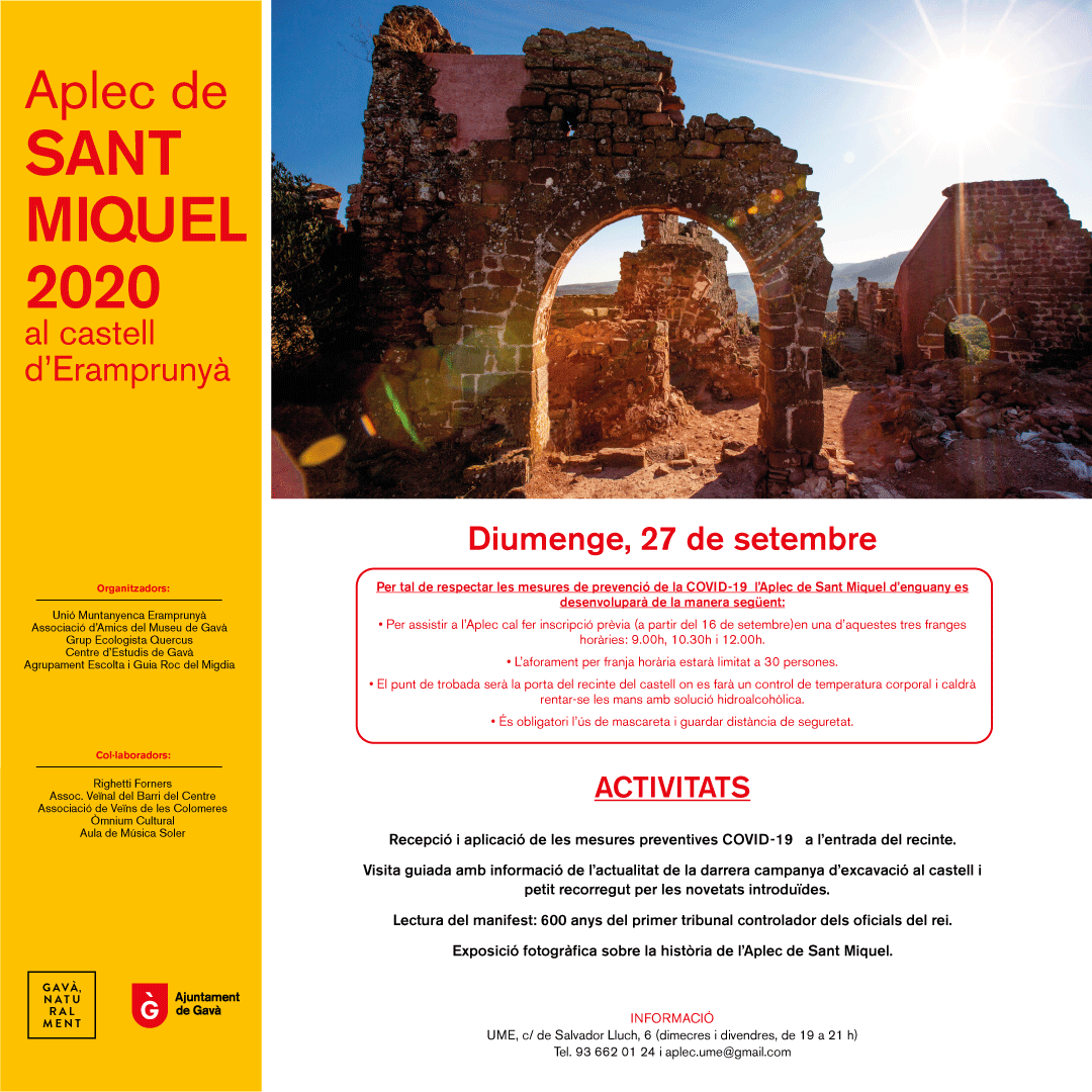 Diumenge 27 de setembre, Aplec de Sant Miquel amb mesures de seguretat