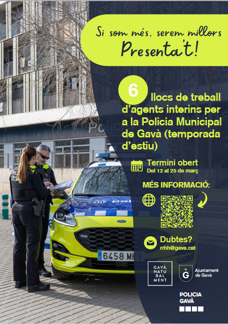 Convocatòria oberta per a una borsa de treball de 6 agents interins de la Policia Municipal per a l’estiu